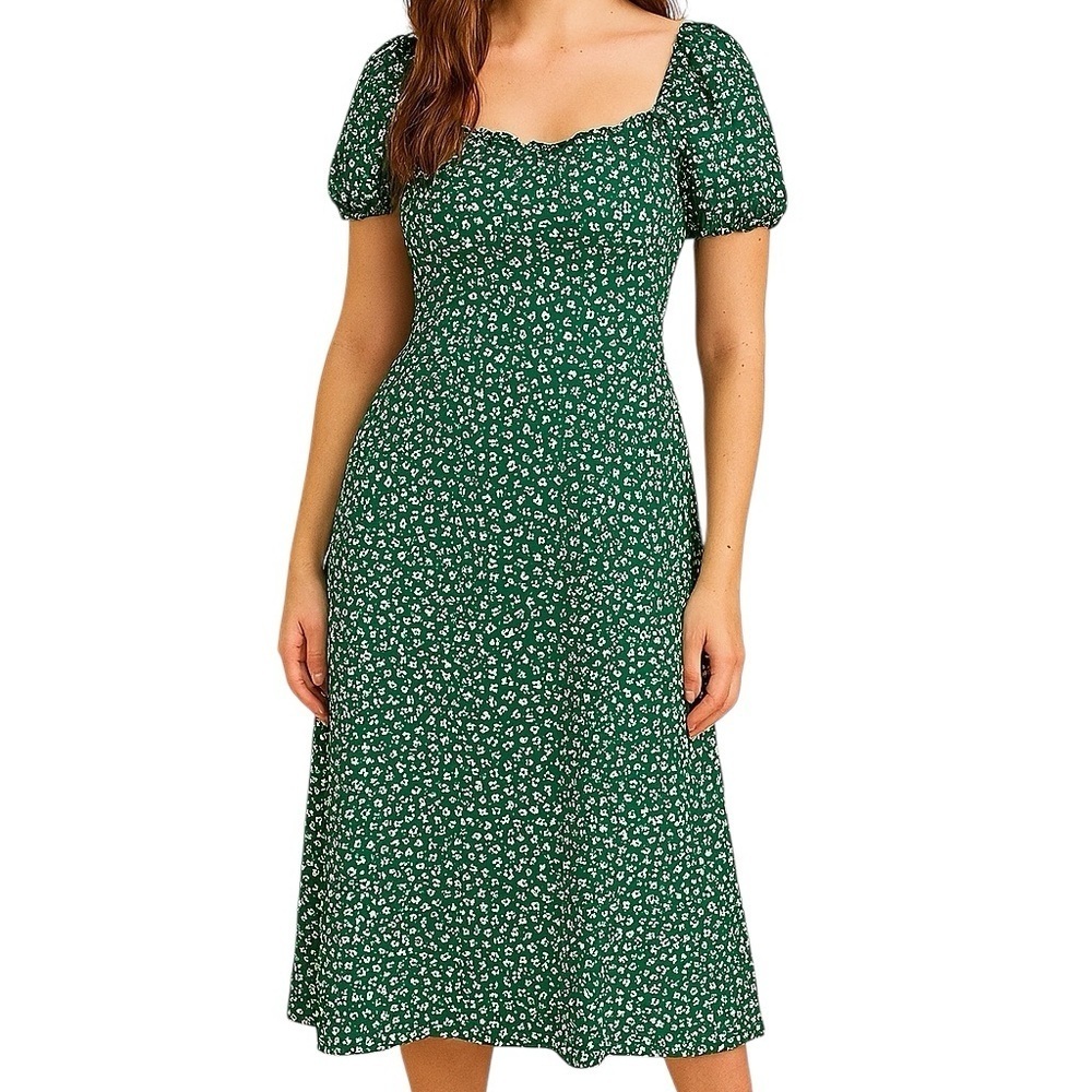Shein Large Spring Green Classic Chic Polka Dot Dress Ruffle Prarie